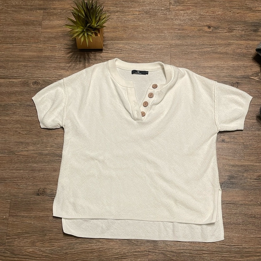 Womens waffle knit Henley t shirt